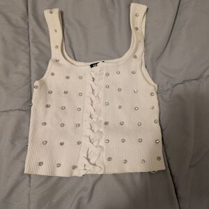 Hera Collection Ivory Embellished Crop Top